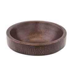 Vessel Sink, Small Round Skirted, Hammered Copper, 15 Inch, Bronze