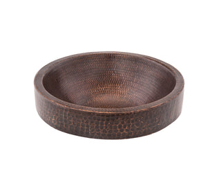 Vessel Sink, Small Round Skirted, Hammered Copper, 15 Inch, Bronze