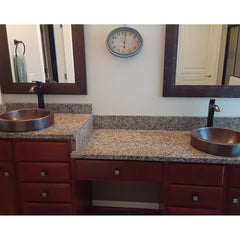 Vessel Sink, Small Round Skirted, Hammered Copper, 15 Inch, Bronze