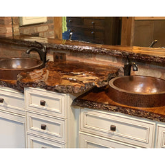 Vessel Sink, Small Round Skirted, Hammered Copper, 15 Inch, Bronze