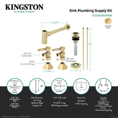 Vessel Sink Trim Kit, Sona, Bottle Trap with Drain in Polished Brass