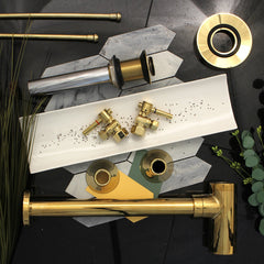 Vessel Sink Trim Kit, Sona, with Bottle Trap and Drain in Polished Brass