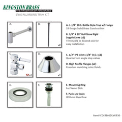 Vessel Sink Trim Kit, Trimscape, Bottle Trap and Drain in Polished Chrome