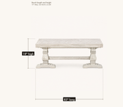 Dimensions | bench length and height -- 83 inches long, 18 inches high, one piece as sold