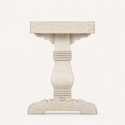 Side | true 90 degree profile showing the turned leg's full silhouette and the stretcher join