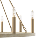 Wagon Wheel Chandelier, 12-Light with Driftwood/Brass Dust Finish