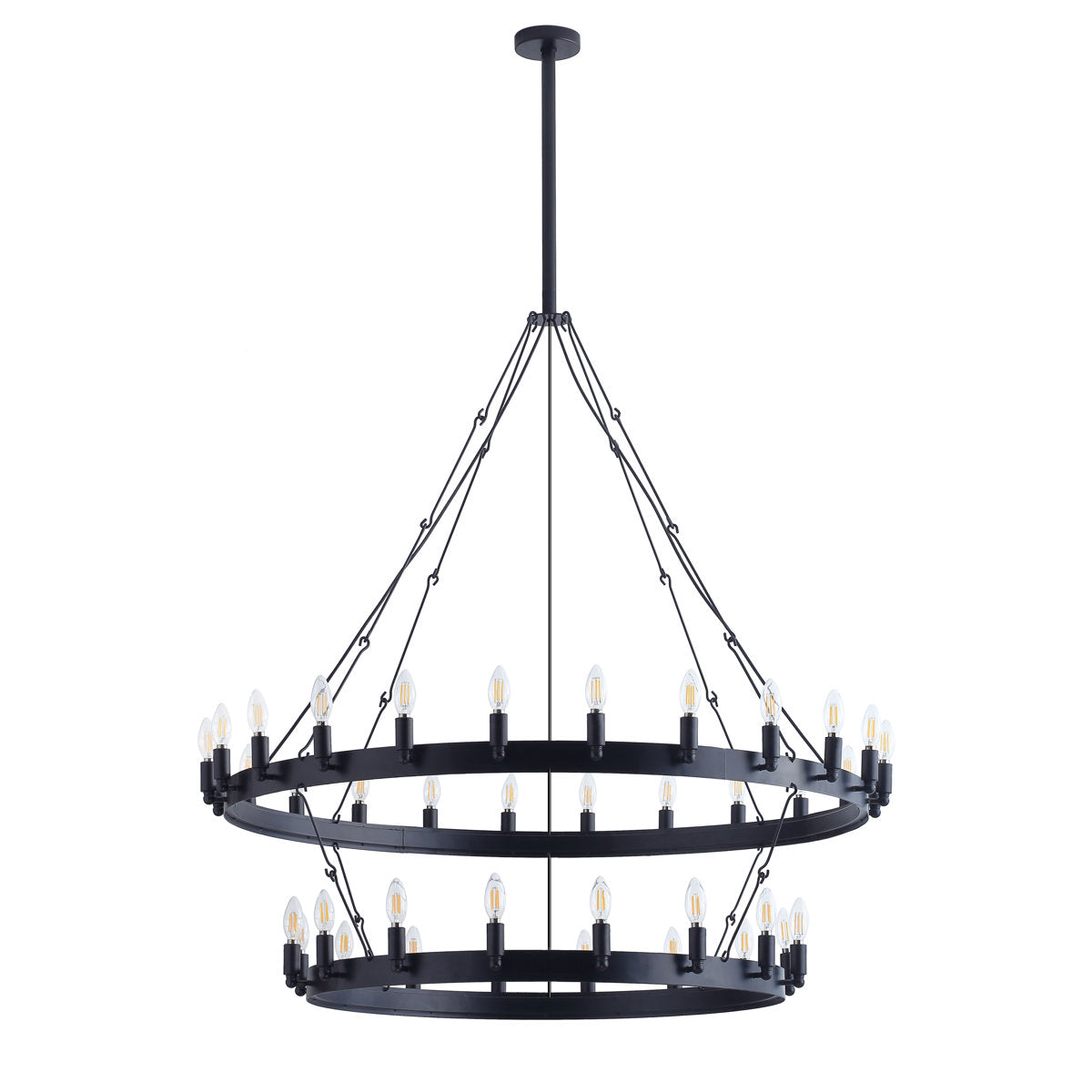 Wagon Wheel Chandelier, 40-Light Metal in Matte Black