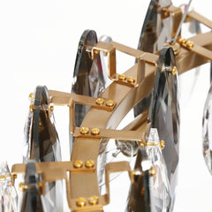 Wagon Wheel Chandelier, 6 Lights, Gold Metal with Crystals