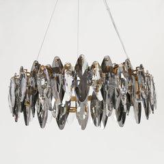 Wagon Wheel Chandelier, 6 Lights, Gold Metal with Crystals