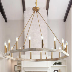 Wagon Wheel Chandelier with 16 Lights in Matte Gold Metal
