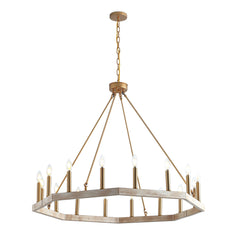 Wagon Wheel Chandelier with 16 Lights in Matte Gold Metal