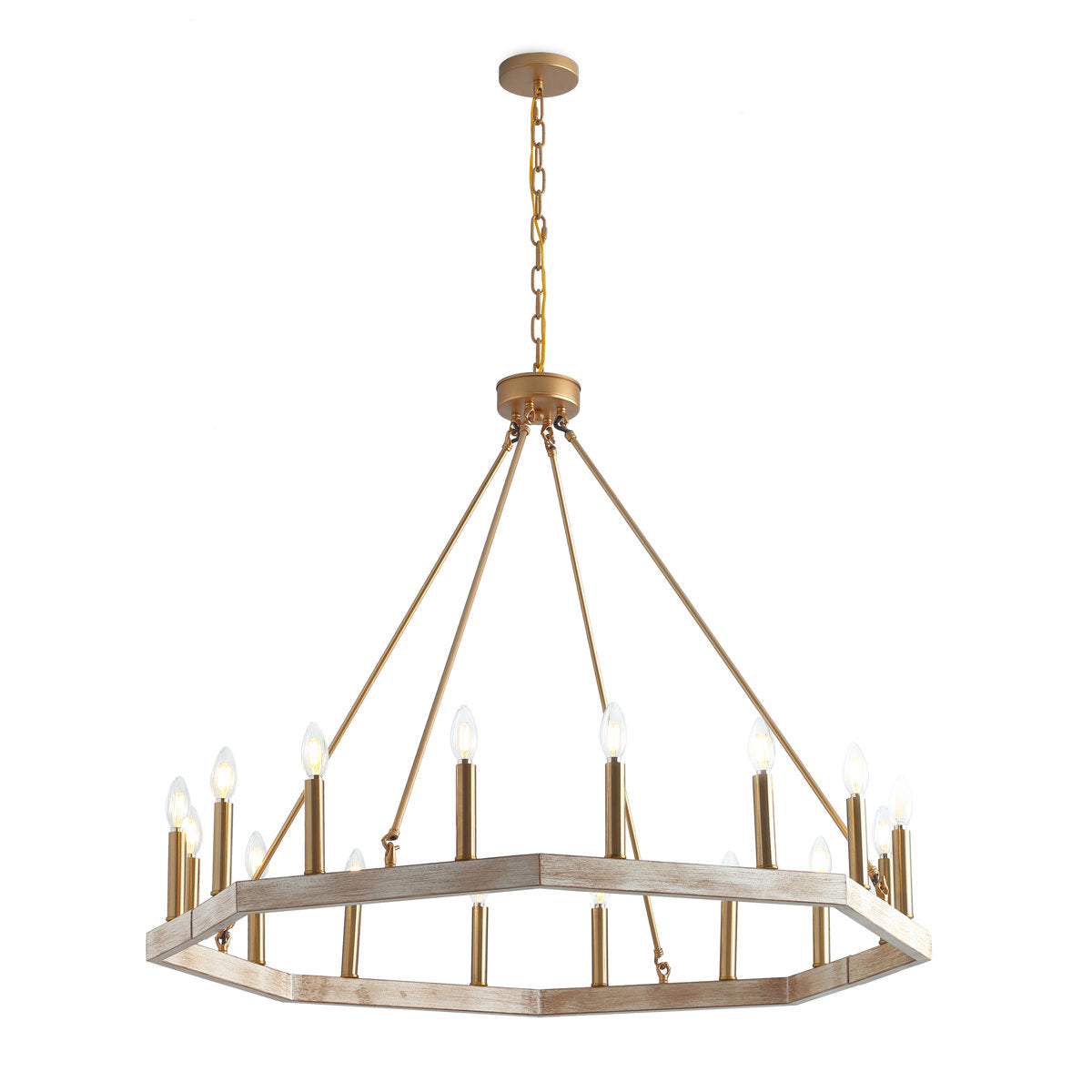 Wagon Wheel Chandelier with 16 Lights in Matte Gold Metal