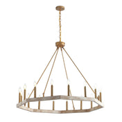 Wagon Wheel Chandelier with 16 Lights in Matte Gold Metal