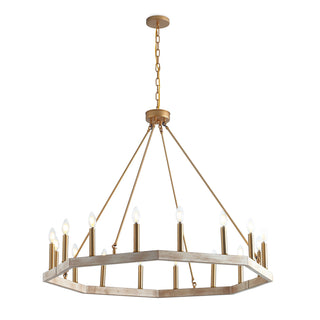 Wagon Wheel Chandelier with 16 Lights in Matte Gold Metal