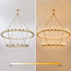 Wagon Wheel Chandelier with 54 Lights in Gold Metal