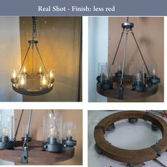 Wagon Wheel Chandelier with 6 Lights and Seeded Glass Shades