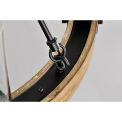 Wagon Wheel Chandelier with 6 Lights in Matte Black and Natural Maple