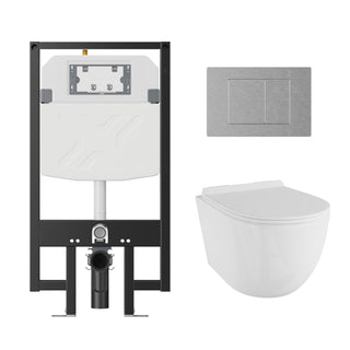 Wall Hung Toilet, Hampton, Elongated, Dual Flush, In-Wall Tank Carrier, White
