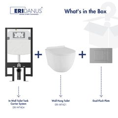 Wall Hung Toilet, Hampton, Elongated, Dual Flush, In-Wall Tank Carrier, White