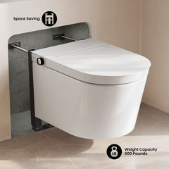 Wall-Hung Toilet Hugo H with Manual Bidet in Glossy White