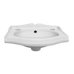 Wall Mount Basin, Small Rectangular with Integrated Oval Bowl in Vitreous China