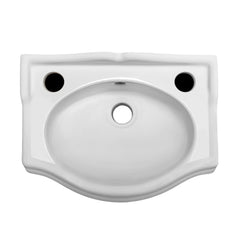 Wall Mount Basin, Small Rectangular with Integrated Oval Bowl in Vitreous China