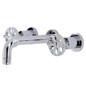 Wall Mount Bathroom Faucet, Belknap, Double Wheel Handle in Polished Chrome