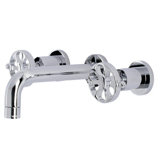 Wall Mount Bathroom Faucet, Belknap, Double Wheel Handle in Polished Chrome