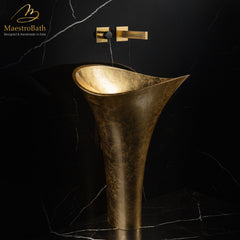 Wall Mount Bathroom Faucet, Caso, Single Handle, Brass