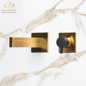 Wall Mounted Bathroom Faucet, Caso, Single Handle in Brushed Gold