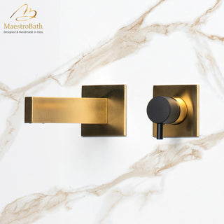 Wall Mounted Bathroom Faucet, Caso, Single Handle in Brushed Gold