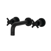 Wall Mount Bathroom Faucet, Concord, Double Cross Handle in Matte Black
