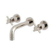 Wall Mount Bathroom Faucet, Concord, Double Handle in Polished Nickel