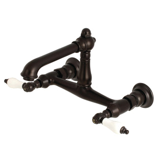 Wall Mount Bathroom Faucet, English Country, Double Handle in Oil Rubbed Bronze