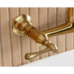 Wall Mount Bathroom Faucet, English Country, Two-Handle, 2-Hole, Brushed Brass