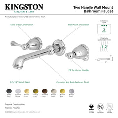Wall Mount Bathroom Faucet, English Country, Two-Handle, 3-Hole, Brass, Brushed Nickel