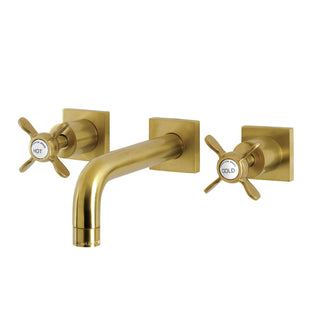 Wall Mount Bathroom Faucet, Essex, Double Handle in Brushed Brass