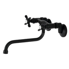 Wall Mount Bathroom Faucet, Essex, Double Handle in Matte Black
