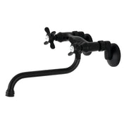 Wall Mount Bathroom Faucet, Essex, Double Handle in Matte Black
