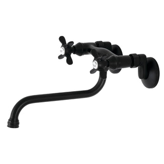 Wall Mount Bathroom Faucet, Essex, Double Handle in Matte Black