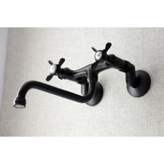 Wall Mount Bathroom Faucet, Essex, Double Handle in Matte Black