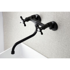 Wall Mount Bathroom Faucet, Essex, Double Handle in Matte Black