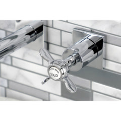 Wall Mount Bathroom Faucet, Essex, Double Handle in Polished Chrome
