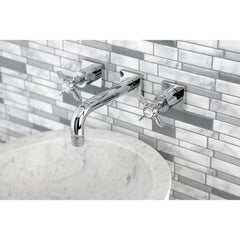 Wall Mount Bathroom Faucet, Essex, Double Handle in Polished Chrome