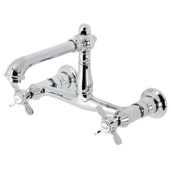 Wall Mount Bathroom Faucet, Essex, Double Handle in Polished Chrome