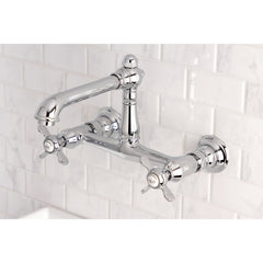 Wall Mount Bathroom Faucet, Essex, Double Handle in Polished Chrome