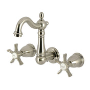Wall Mount Bathroom Faucet, Hamilton, 3-Hole Double Handle in Brushed Nickel