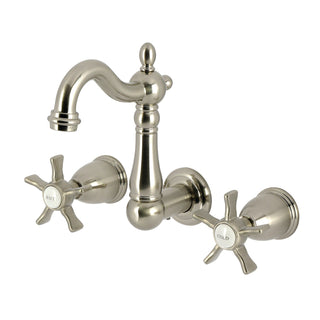 Wall Mount Bathroom Faucet, Hamilton, 3-Hole Double Handle in Brushed Nickel