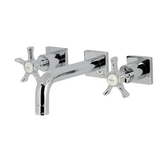 Wall Mount Bathroom Faucet, Hamilton, 3-Hole with Two Handles in Polished Chrome