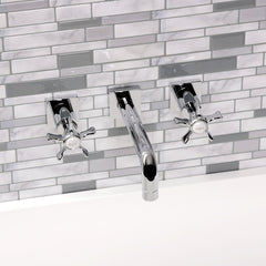 Wall Mount Bathroom Faucet, Hamilton, 3-Hole with Two Handles in Polished Chrome